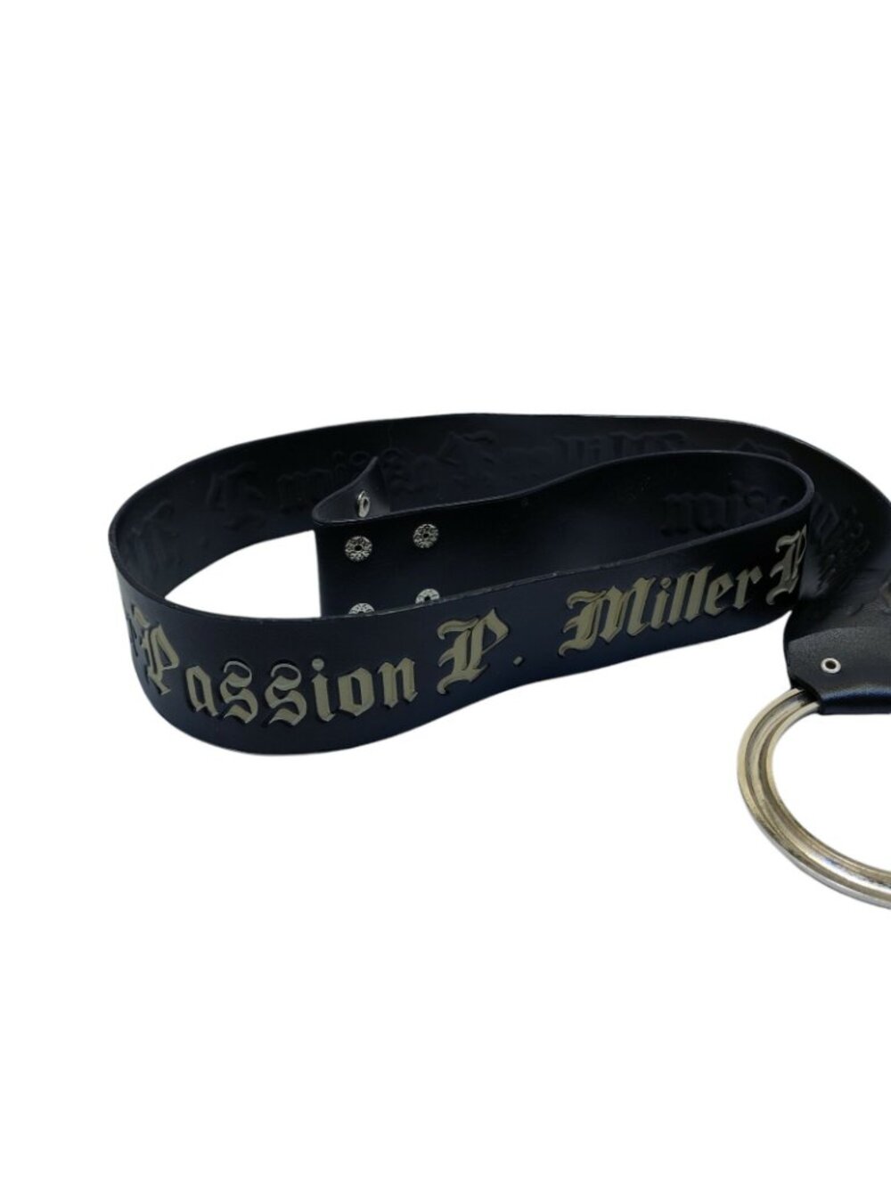 Passion P Miller Belt Black 39" silver round buckle snap closure